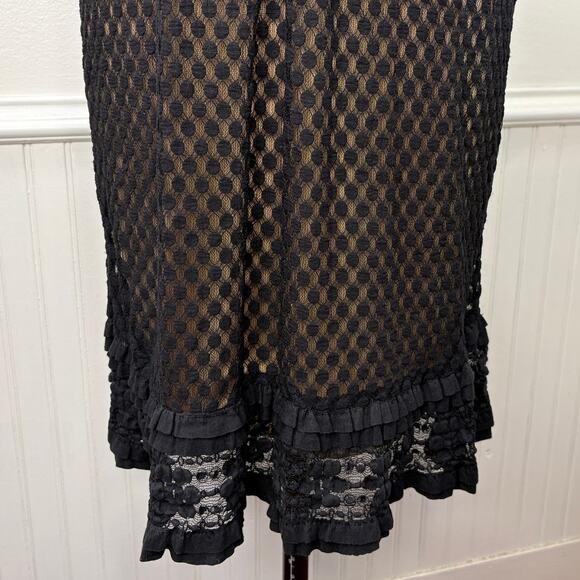 Max Studio Size S Babydoll Dress Y2K Sheer Mesh Black Polka Dot Whimsigoth - Picture 4 of 14